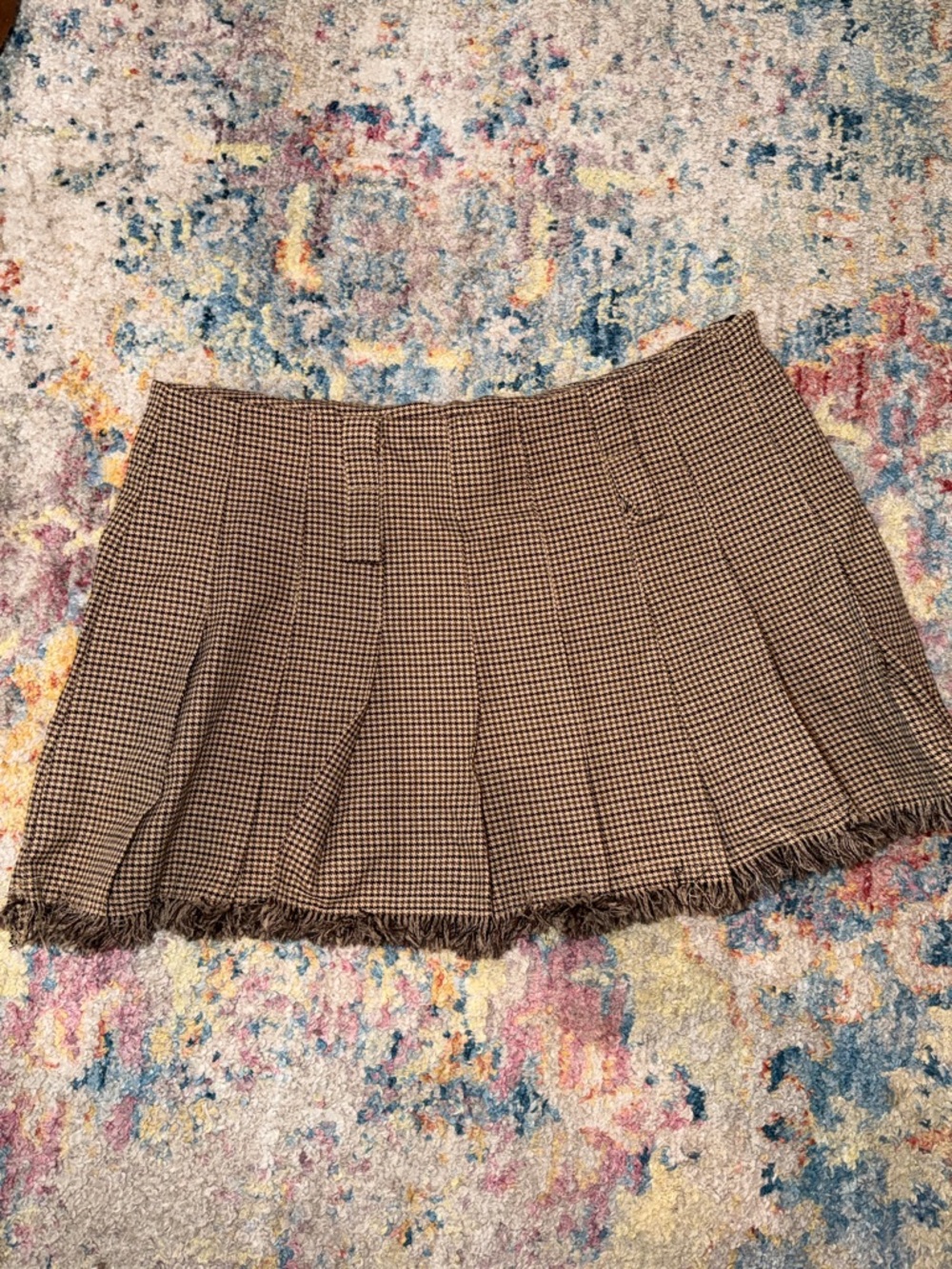 Plaid Pleated Mini Skirt in Brown